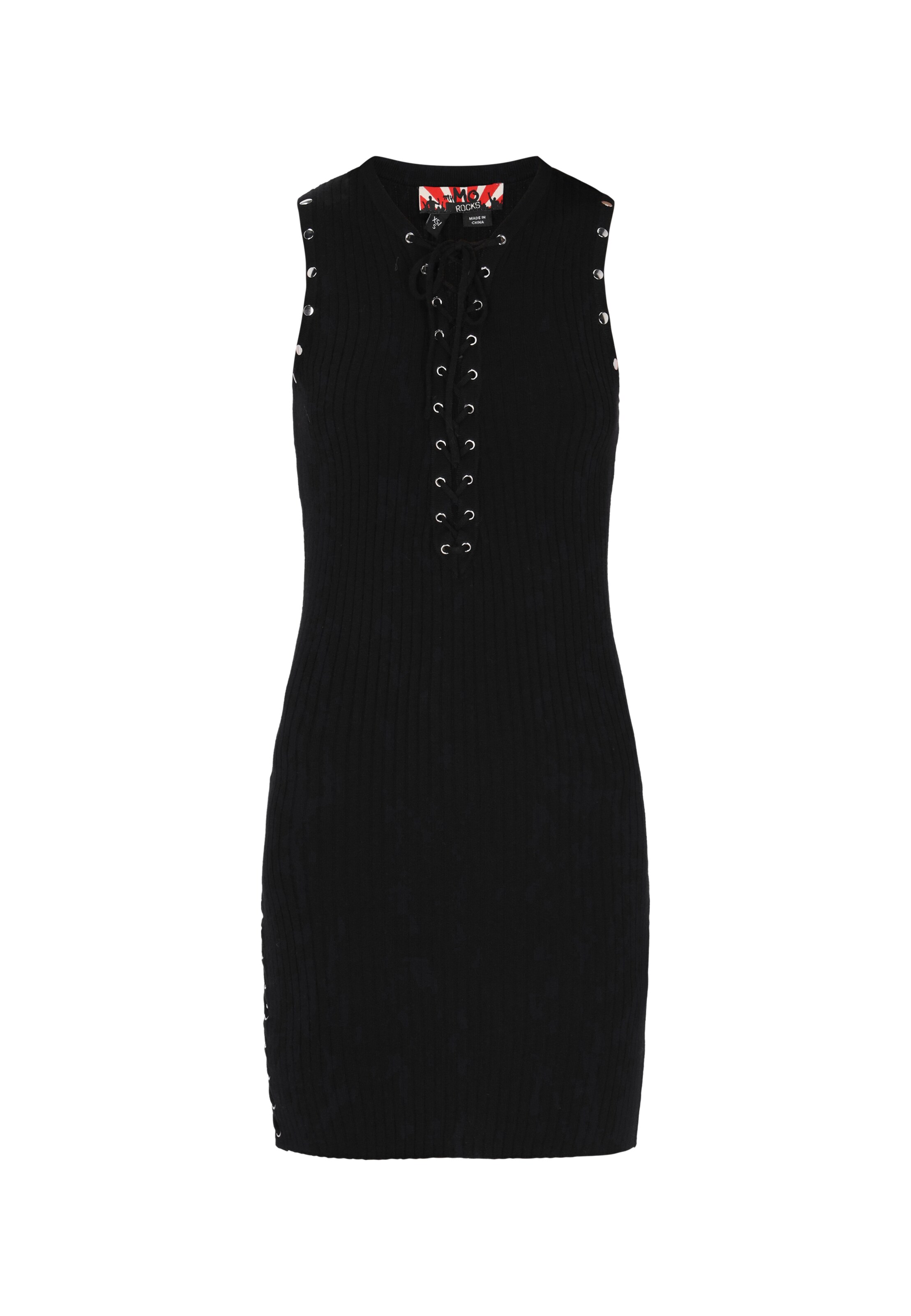 myMo ROCKS Gebreide jurk in Zwart: voorkant