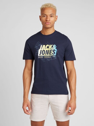 JACK & JONES Póló 'Map Summer' - kék: elől