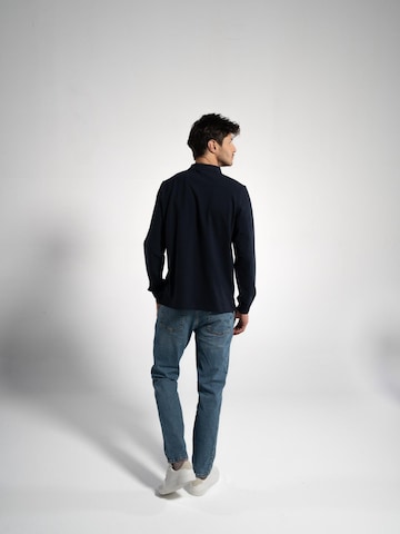 GORG Shirt 'Herren Langarm Poloshirt aus 100% Bio-Baumwolle' in Blauw