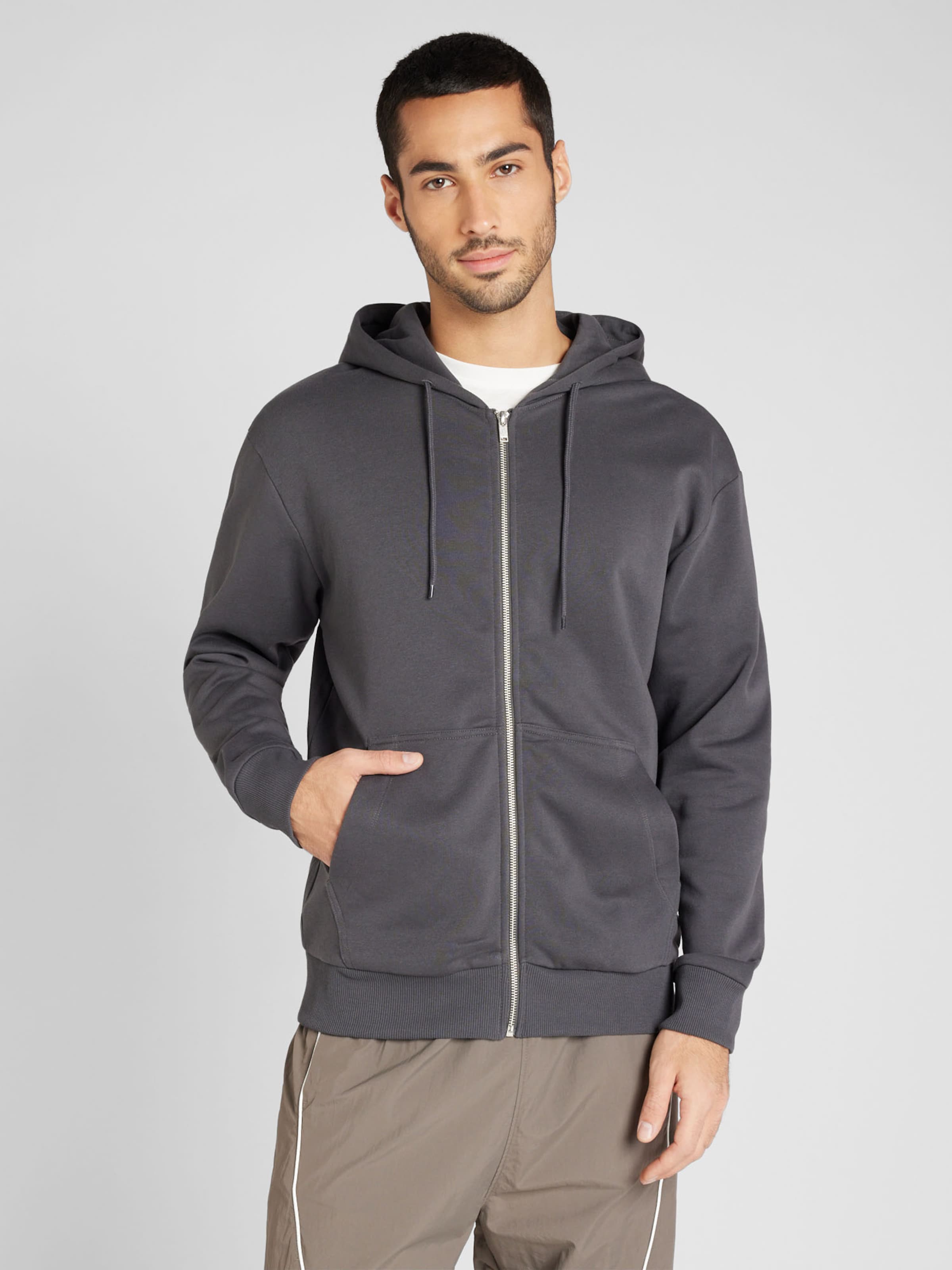 JACK JONES Zip Up Hoodie RIDER in Dark Grey ABOUT YOU