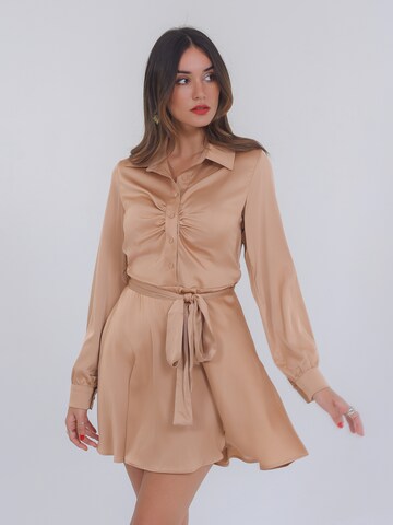 Robe-chemise 'Linnea' FRESHLIONS en beige : devant