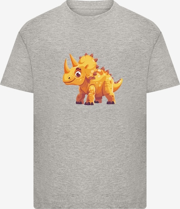 F4NT4STIC T-Shirt 'Süßer Triceratops Dinosaurier' in Grau: Vorderseite