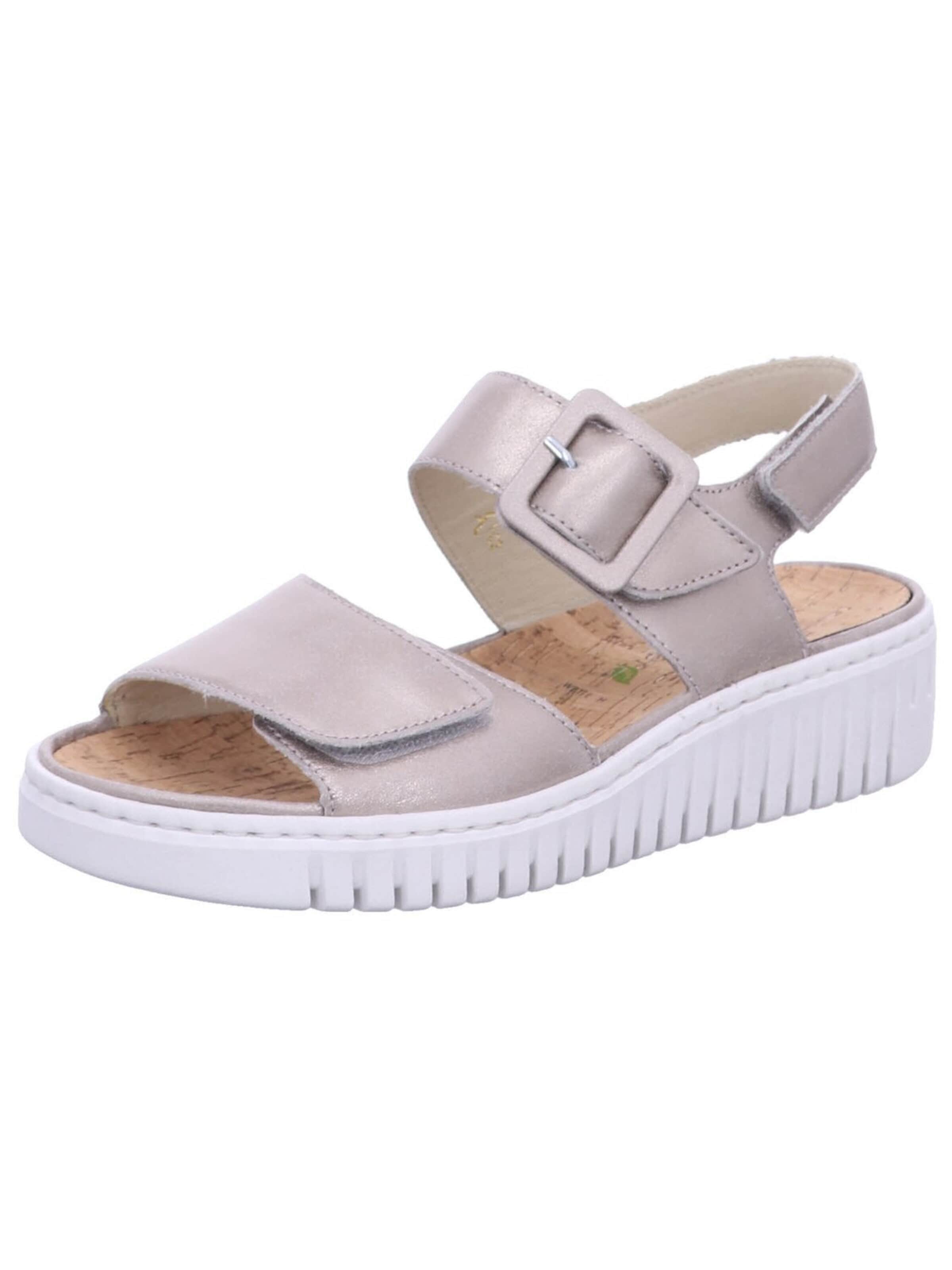 Sandales 'Sandalette Damen 955004-131 070 Echtleder in beige' WALDLÄUFER en beige : devant