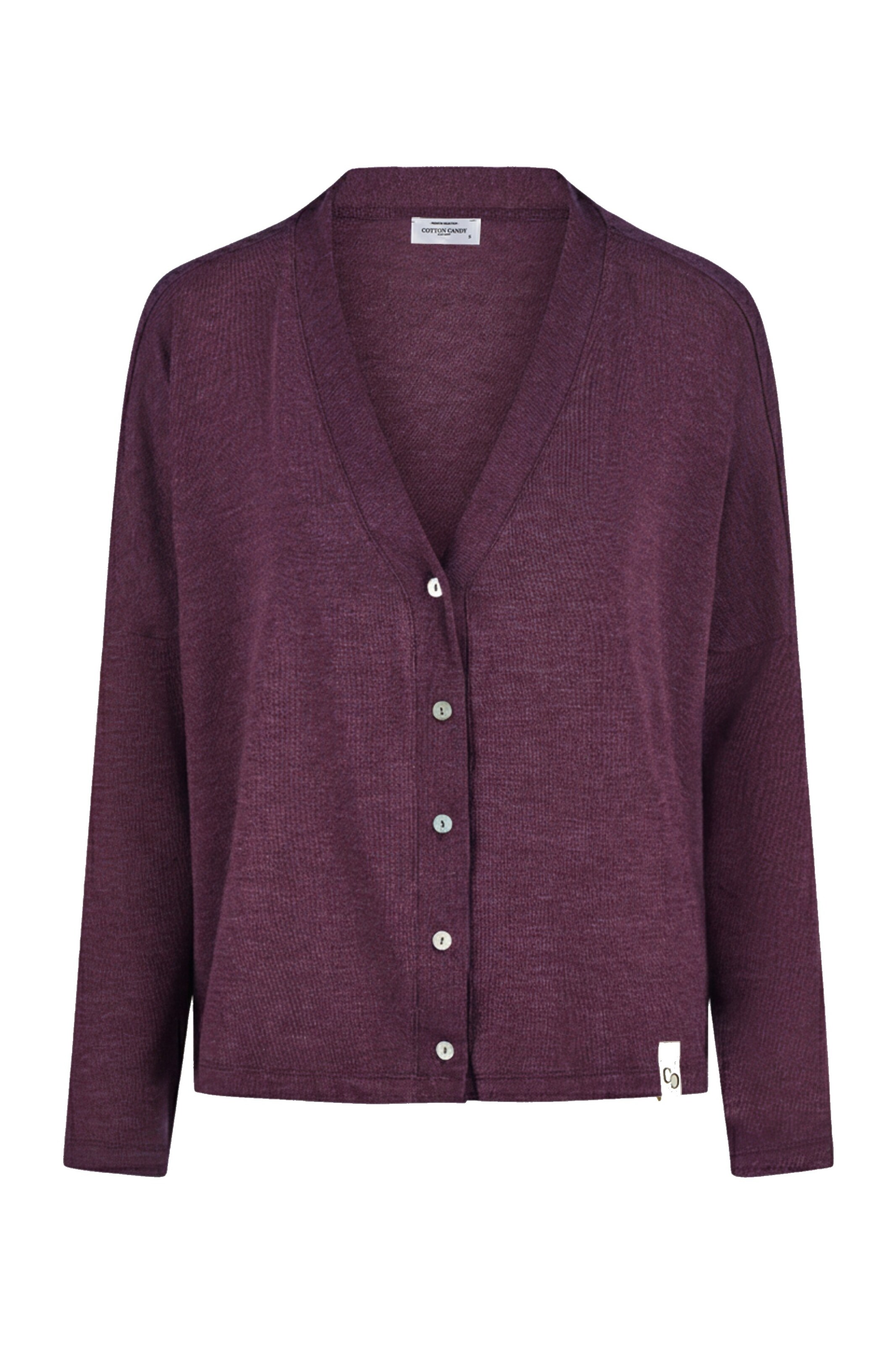 Cotton Candy Cardigan in weinrot, Produktansicht