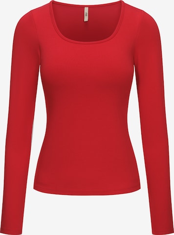 cfab (formerly creamy fabrics) Top 'Cotton Long Sleeve mit integriertem Wireless Bra' in Rot: Vorderseite