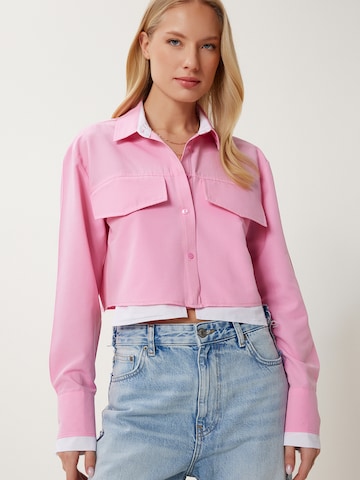 Happiness İstanbul Bluse in Pink: Vorderseite
