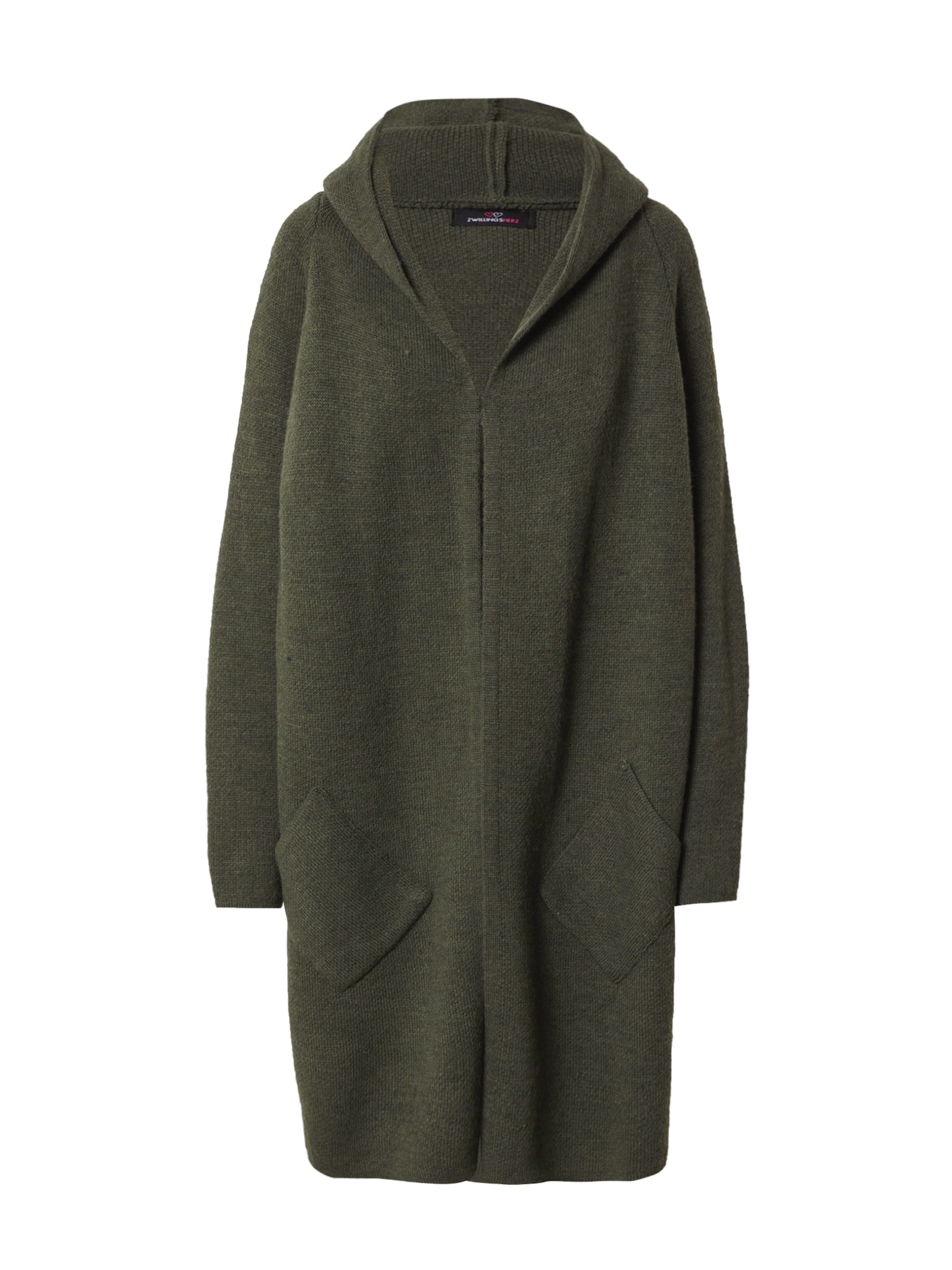 Zwillingsherz Gebreid vest 'Annabell' in Groen: voorkant