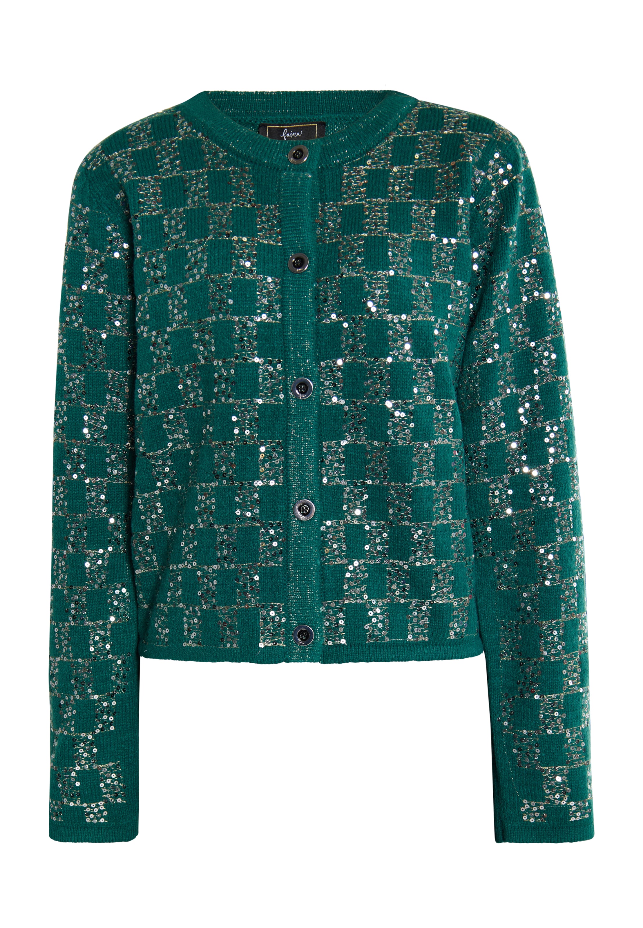 žalia faina Kardiganas: priekis