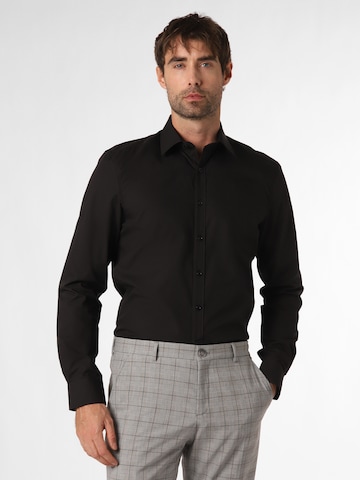 Coupe slim Chemise Finshley & Harding en noir : devant