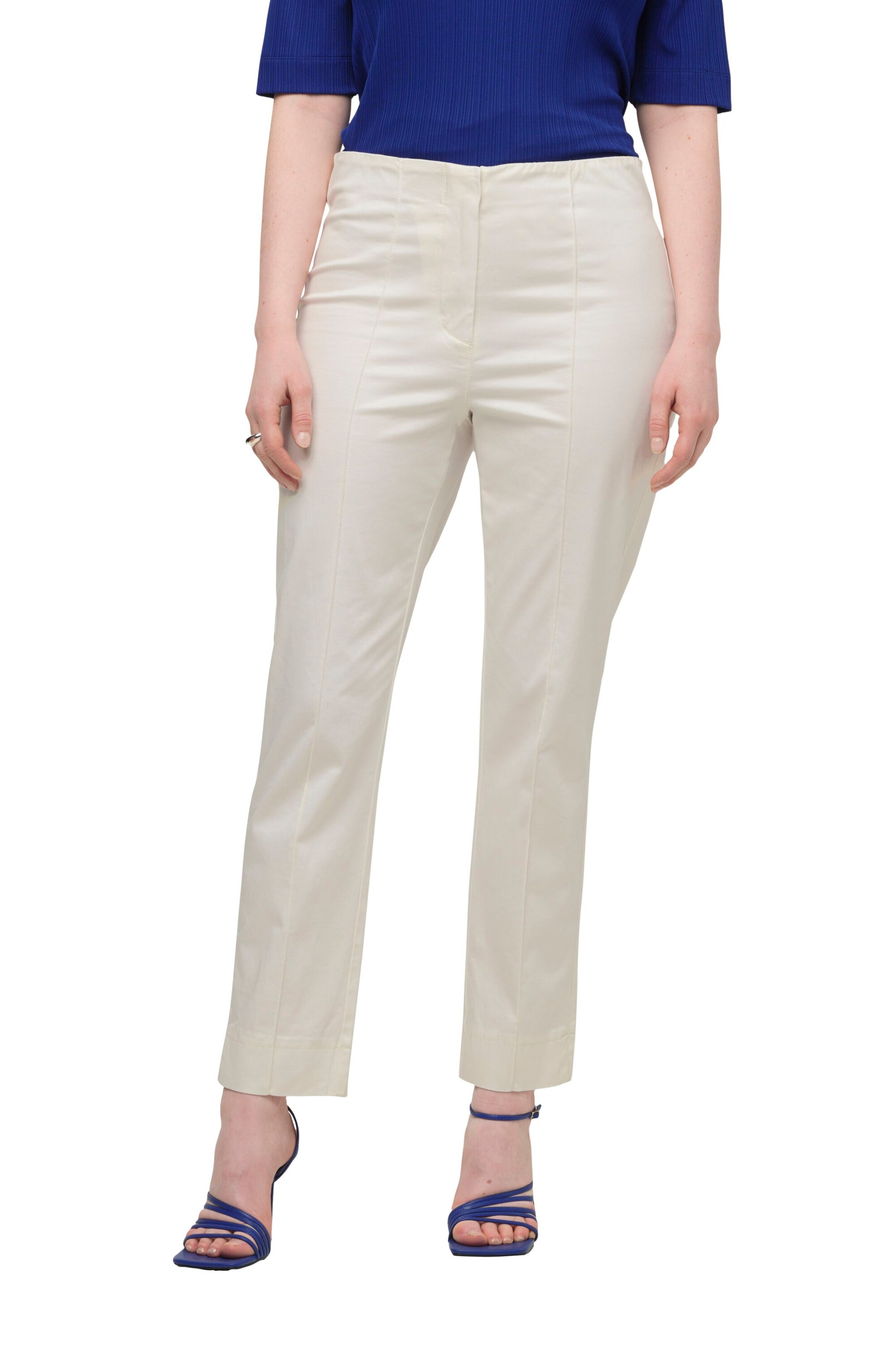 Ulla Popken Slimfit Broek in Beige: voorkant