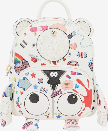 MYMO - Mochila 'Pop Eyetheme' em branco: frente