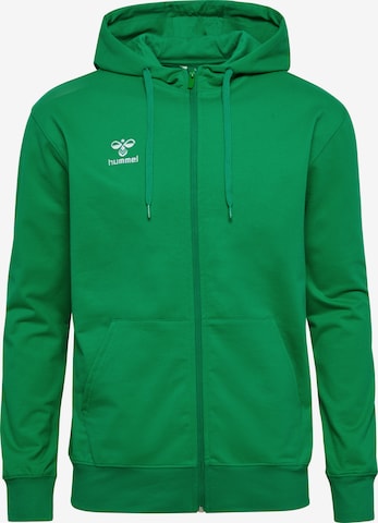 Hummel Athletic Zip-Up Hoodie 'GO 2.0' in Green: front