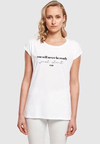 Merchcode T-Shirt 'Just Start' in Weiß: predná strana