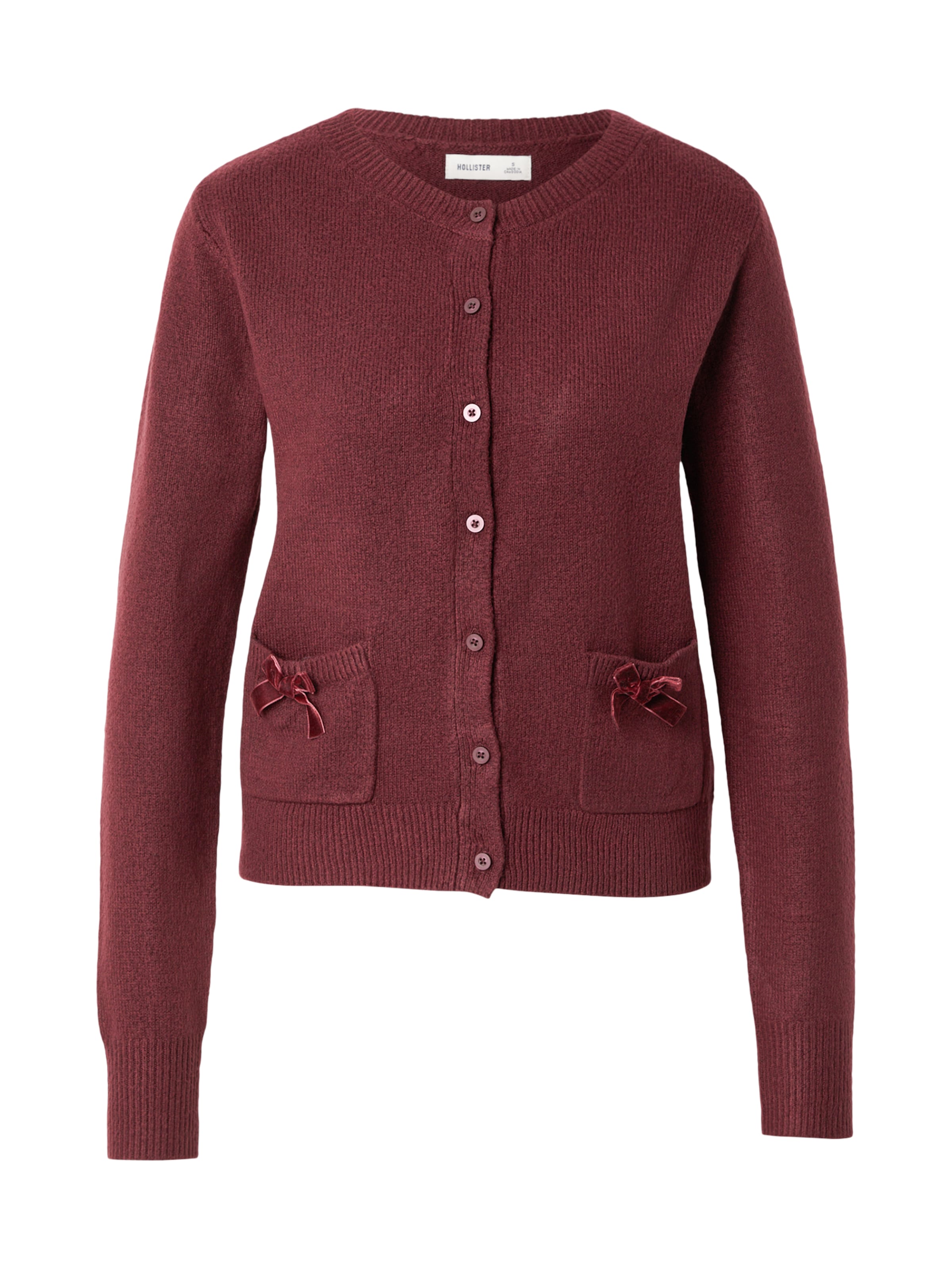 HOLLISTER Πλεκτή ζακέτα σε κόκκινο: μπροστά