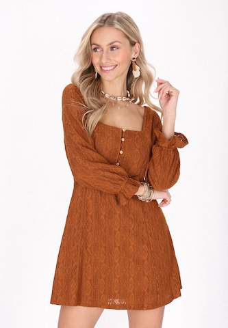 IZIA Dress in Brown: front
