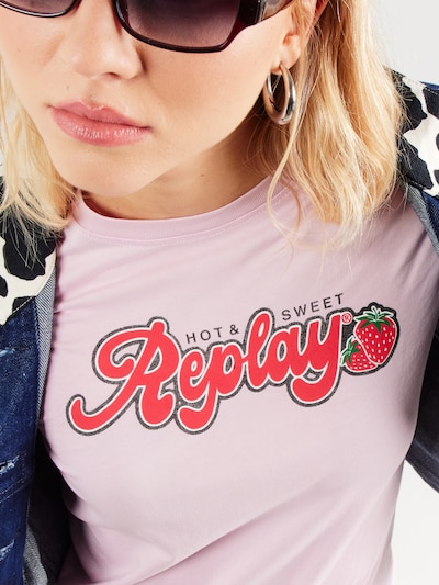 REPLAY T-Shirt in altrosa / rot / schwarz, Produktansicht