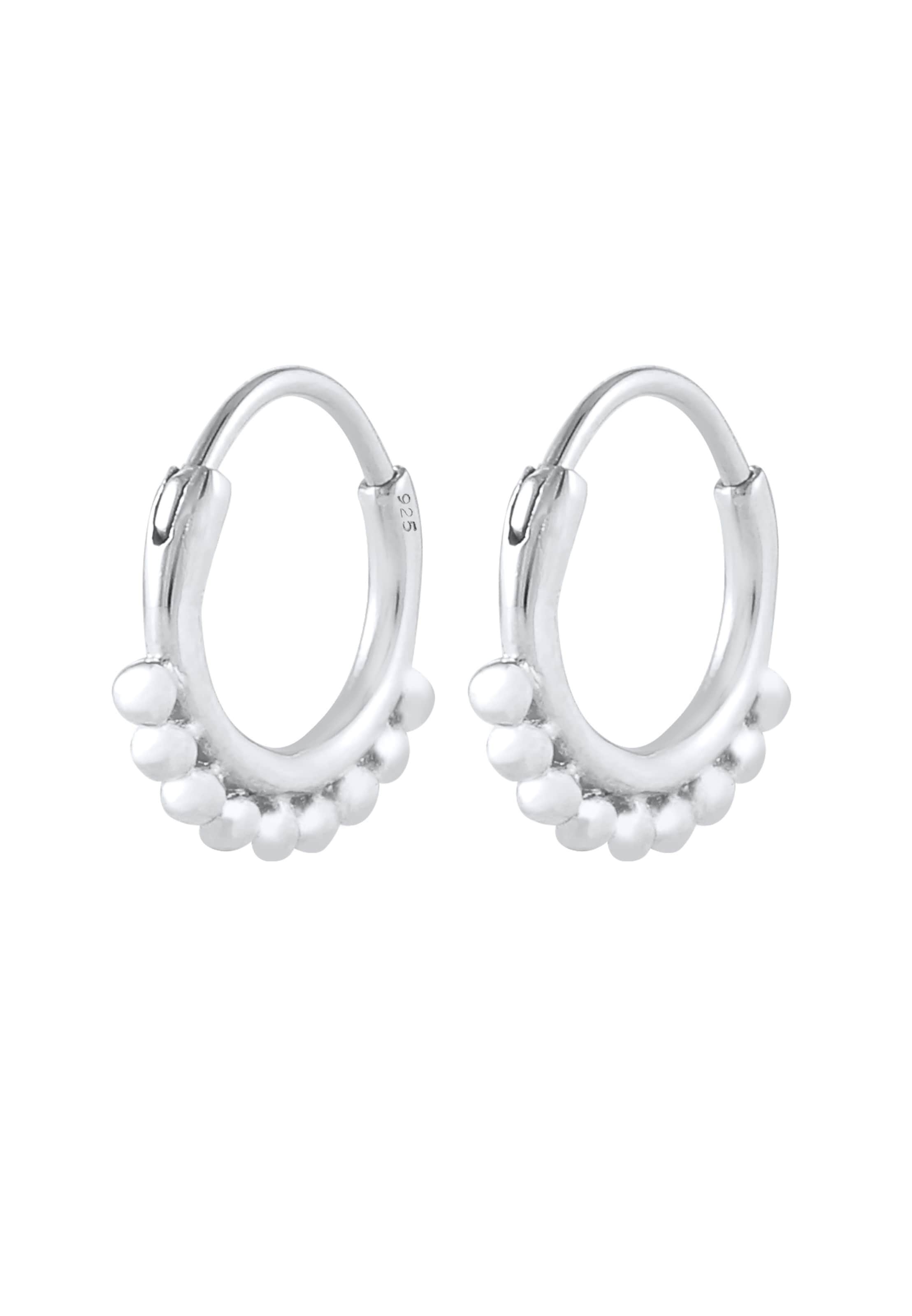 ELLI Ohrringe 'Creole, Kugeln' in Silber: Vorderseite