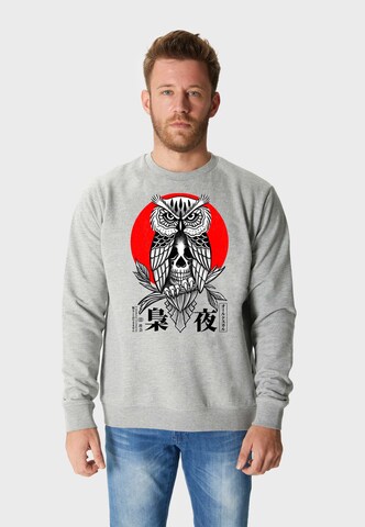 Oldskull Sweatshirt 'ASIAN SECRET OWL SKULL' in Grau: Vorderseite