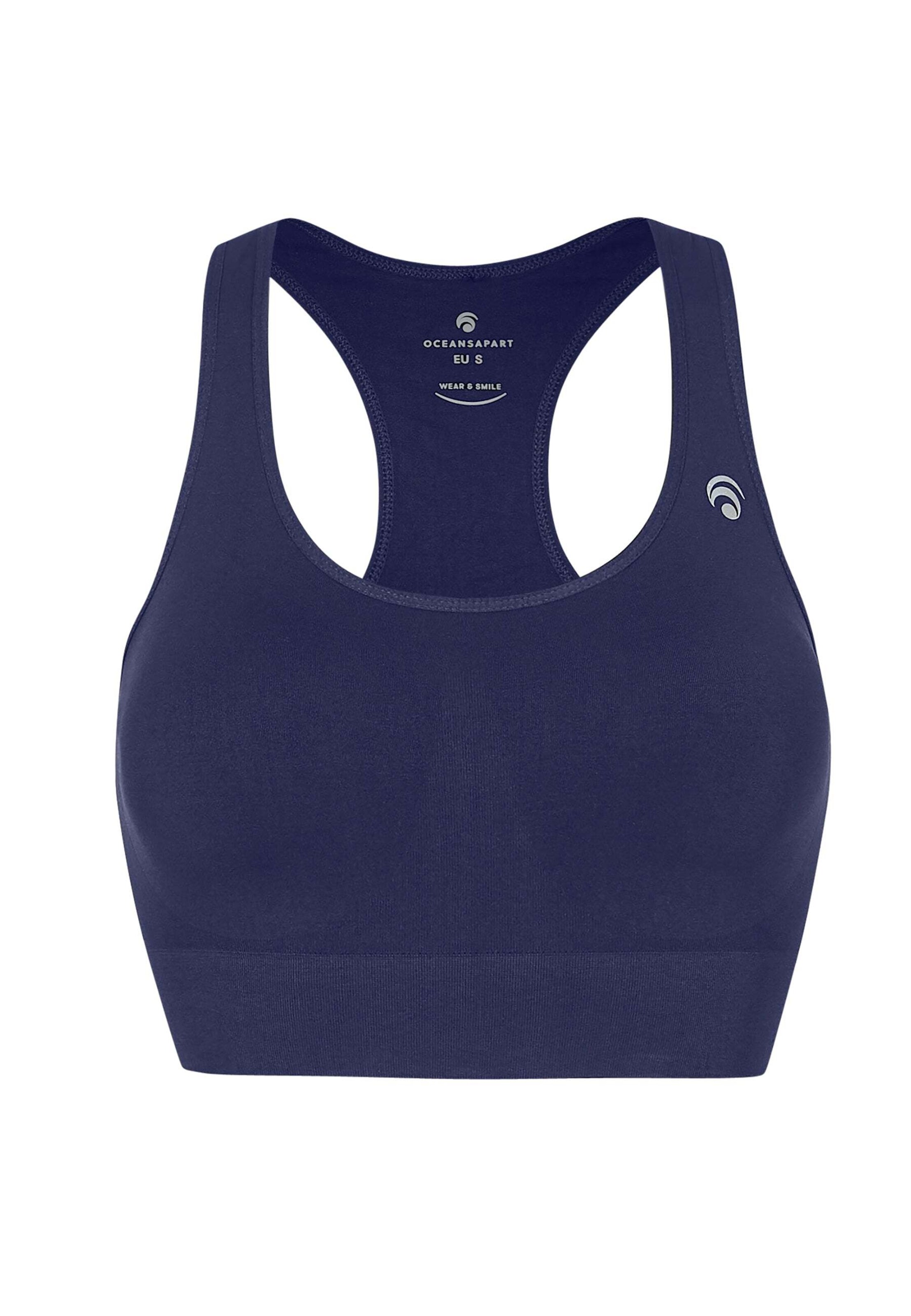 OCEANSAPART - Sujetador deportivo 'Beverly' en azul: frente