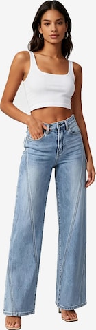 KoJooin Normalny krój Jeansy 'Damen High Waist Flare Jeans Dekorative Seitennähte Gerader Schnitt Modische Denim Hose Alltag' w kolorze niebieski: przód