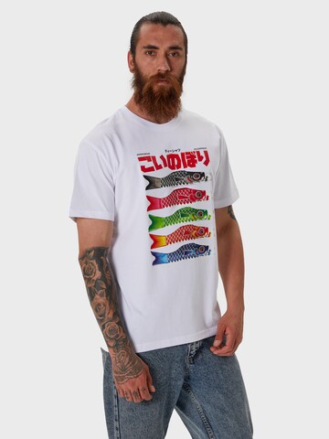 Oldskull Shirt 'Asian Koi' in Wit: voorkant