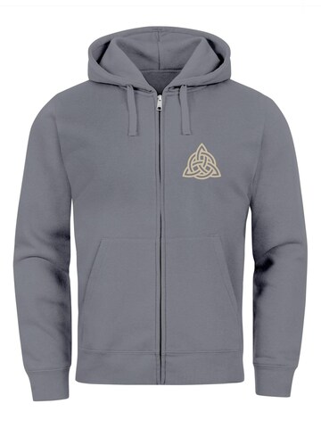 Neverless Zip-Up Hoodie 'Valhalla' in Grey: front