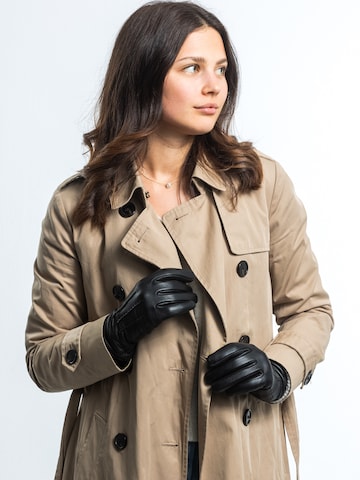 Hand Gewand by Weikert Full finger gloves 'JESS - Ziegeleder Kaschmir Fütterung' in Black