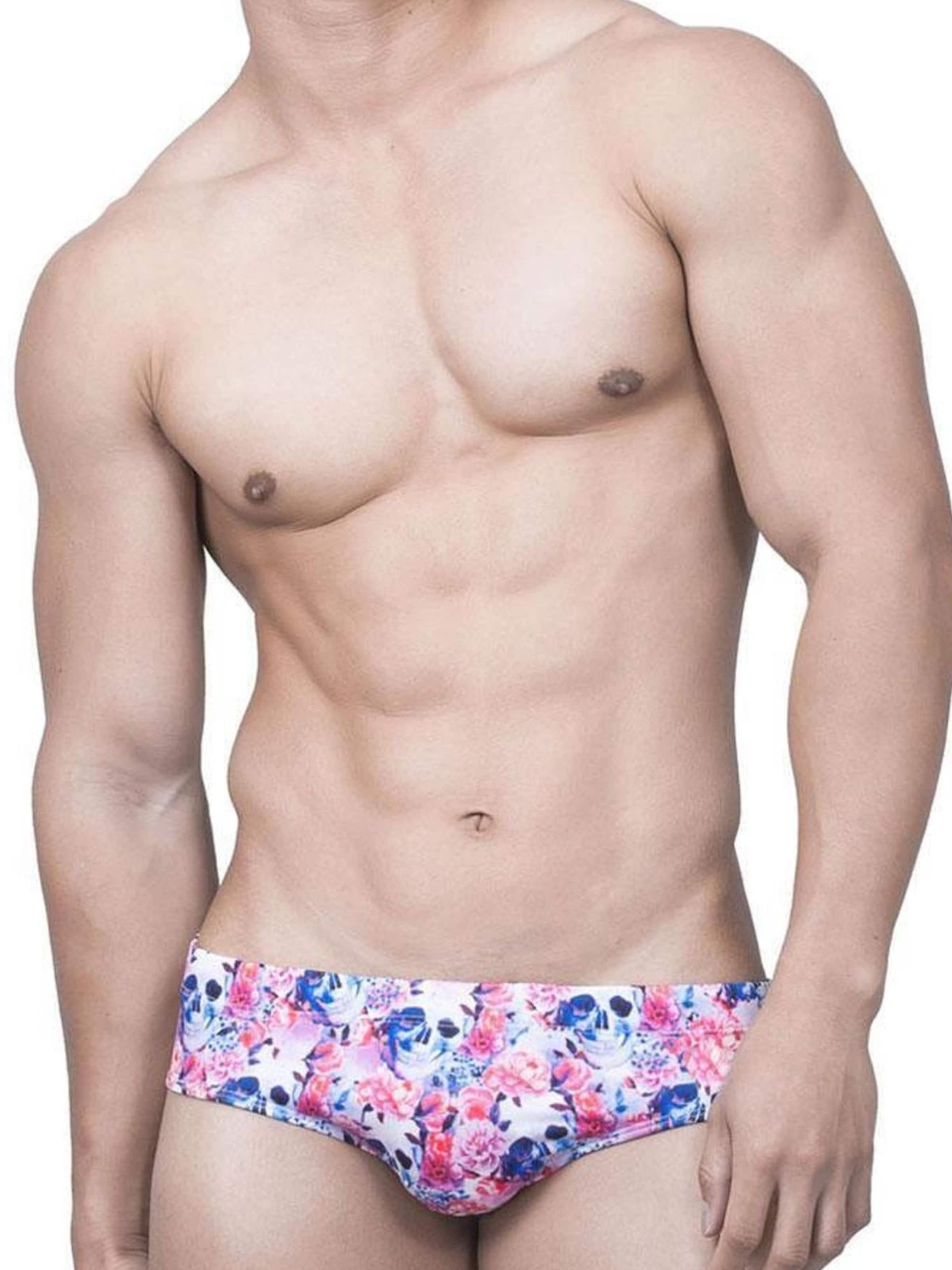 BIMONI Athletic Swim Trunks 'Badeslip Flower' in Mixed colors: front