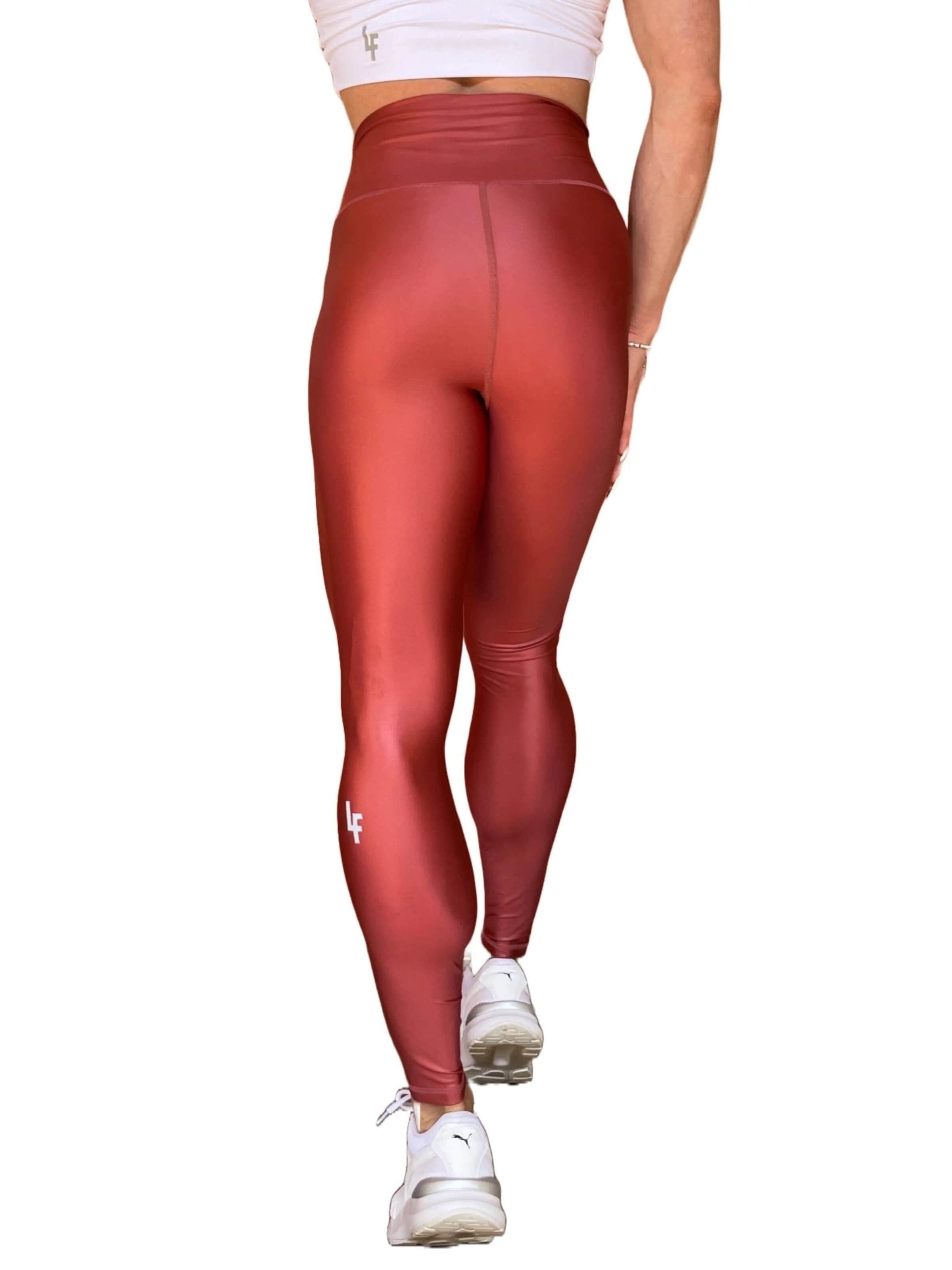 LUXFEEL Skinny Leggings 'High-Waist Pearl Shine Leggings' in Brown