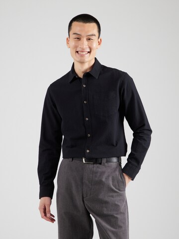INDICODE JEANS Regular Fit Hemd 'Caix' in Schwarz: Vorderseite