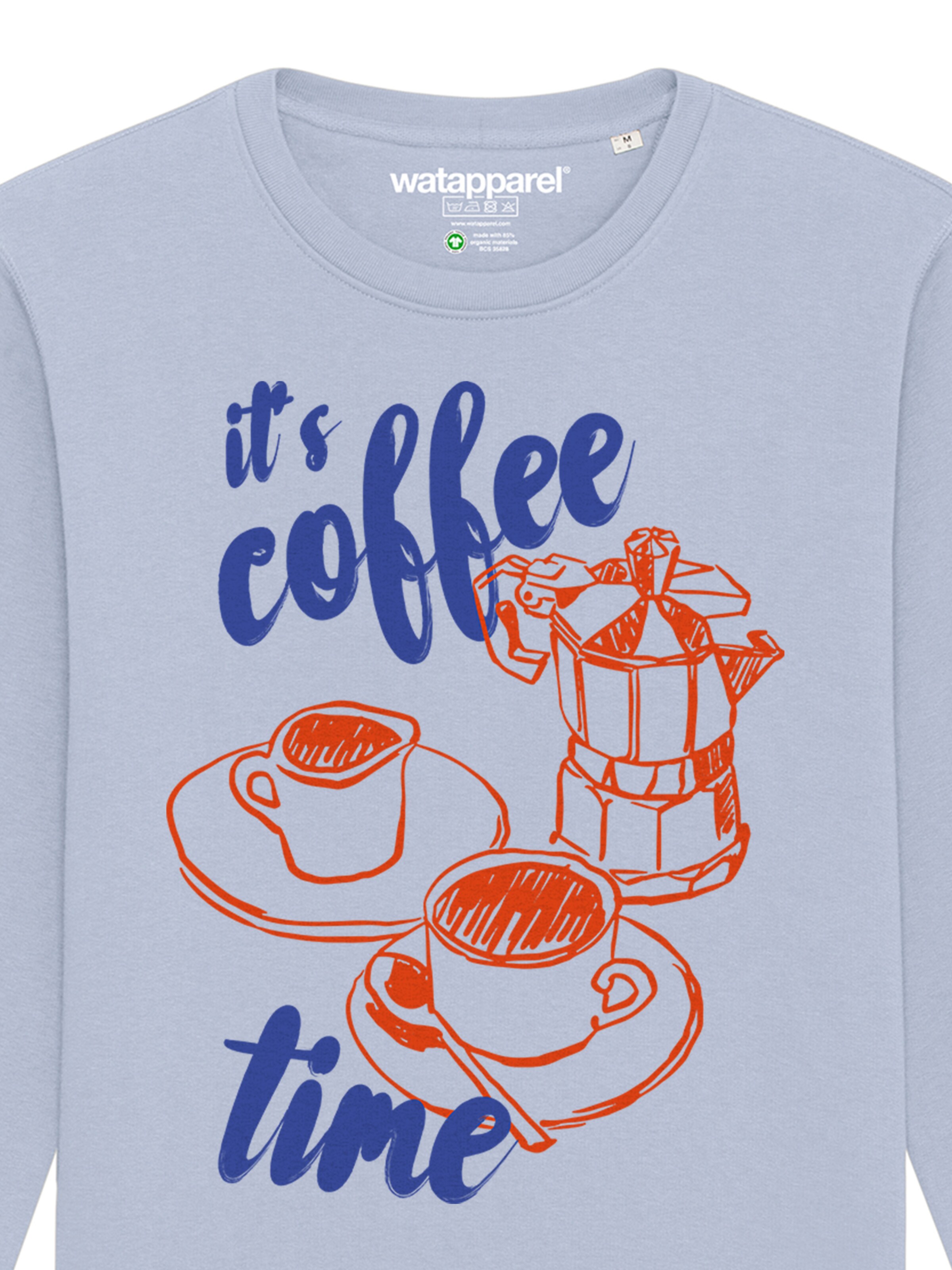 Watapparel Sweatshirt 'Its Coffee Time' in Blau