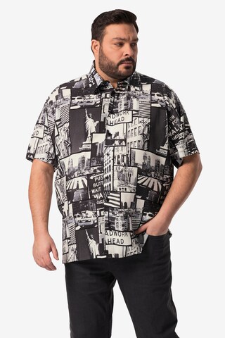 Men Plus Comfort fit Overhemd in Grijs: voorkant