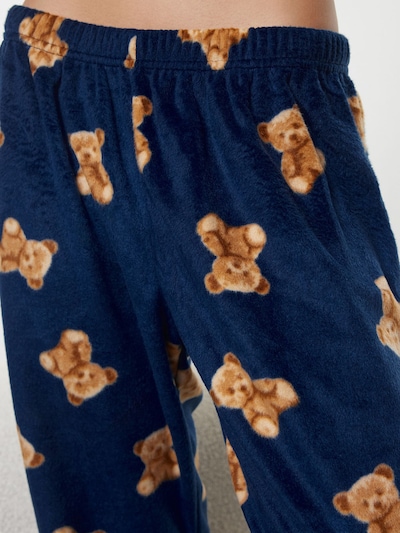 Trendyol Pyjama en indigo / caramel / noisette / blanc, Vue avec produit
