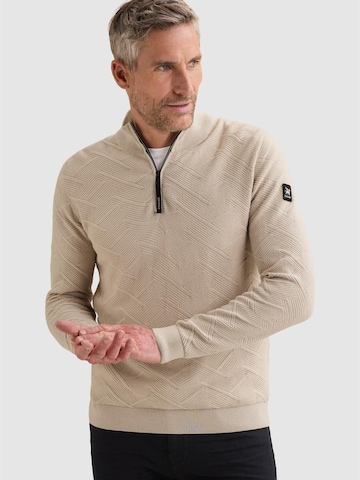 VANGUARD - Jersey 'Pullover with half-zip and allover texture' en gris: frente