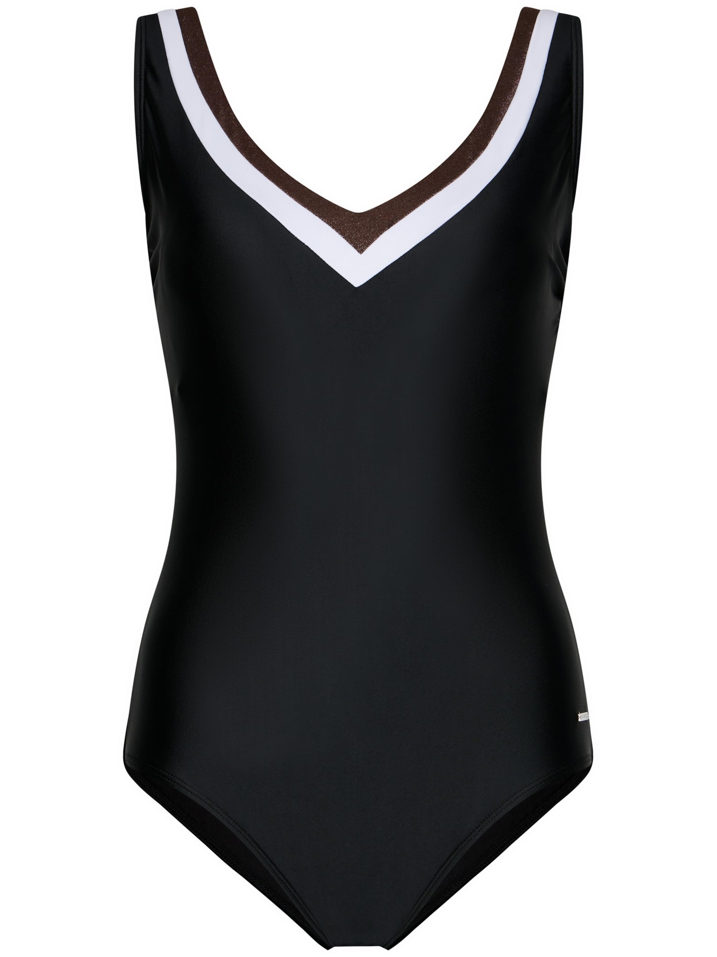 Pastunette Klassiek Shaping-badpak 'V-neck swimsuit' in Zwart: voorkant