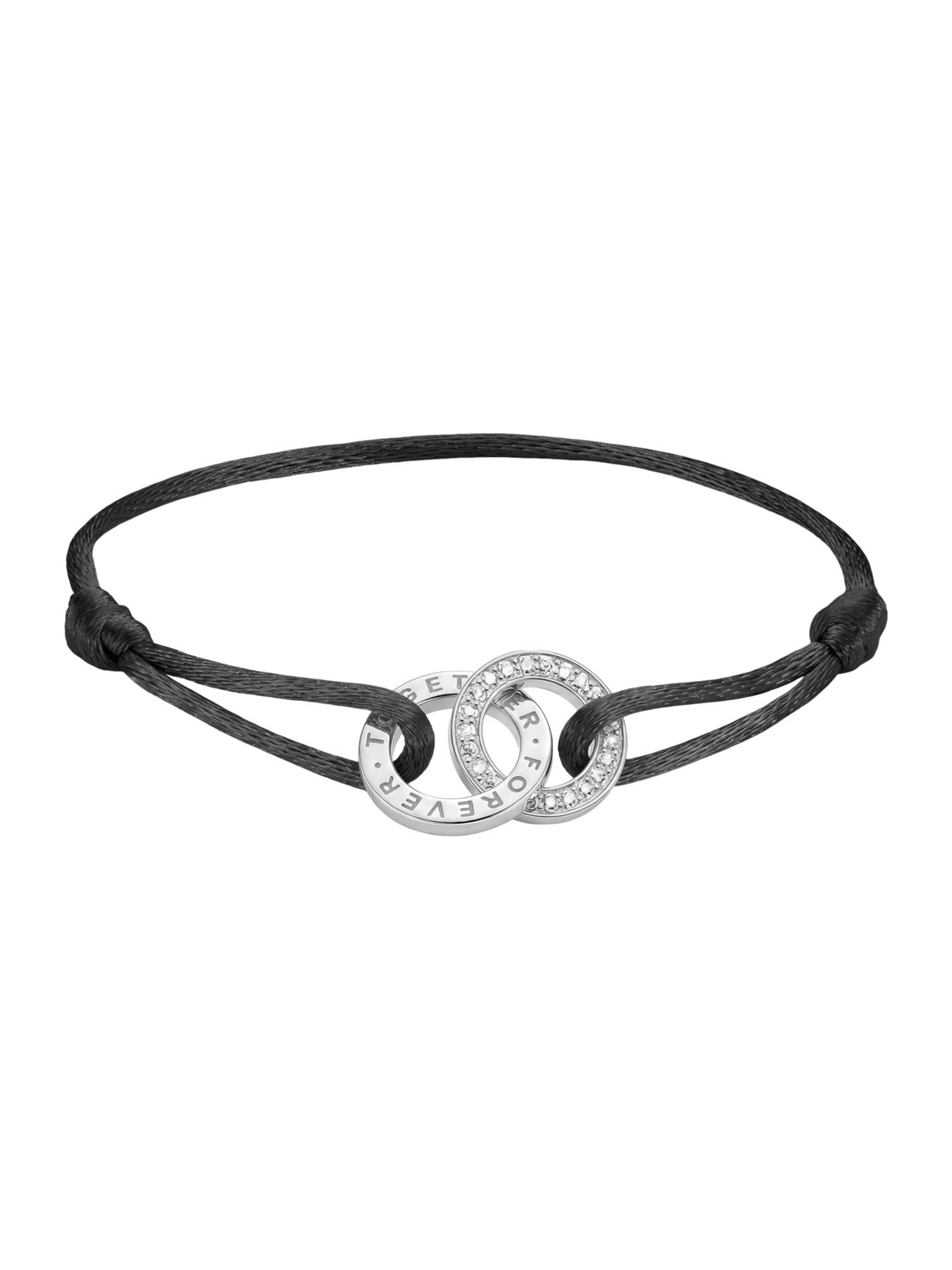 Thomas Sabo Textilarmband Together schwarz mit weißem Zirkonia in Schwarz: Vorderseite