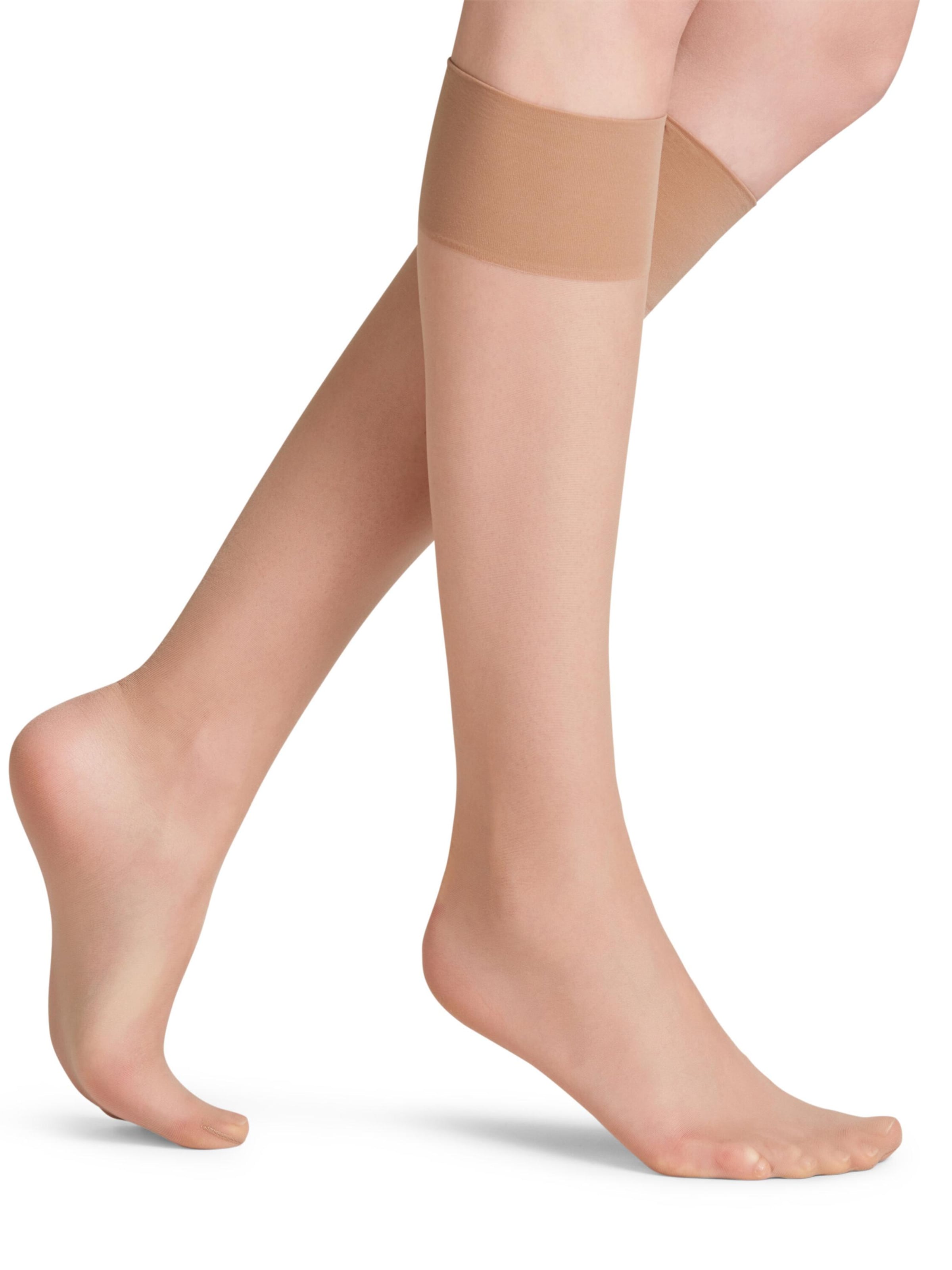 FALKE Knee High Socks 'Seidenglatt' in Brown