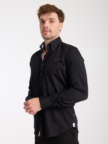 Slim fit Camicia business 'Roma Iconic Satin Man Shirt White' di 7Camicie in nero