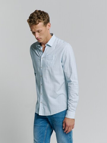 No Excess Regular fit Overhemd in Blauw: voorkant