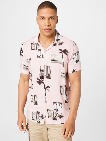 HOLLISTER Regular fit Button Up Shirt in Pink: front