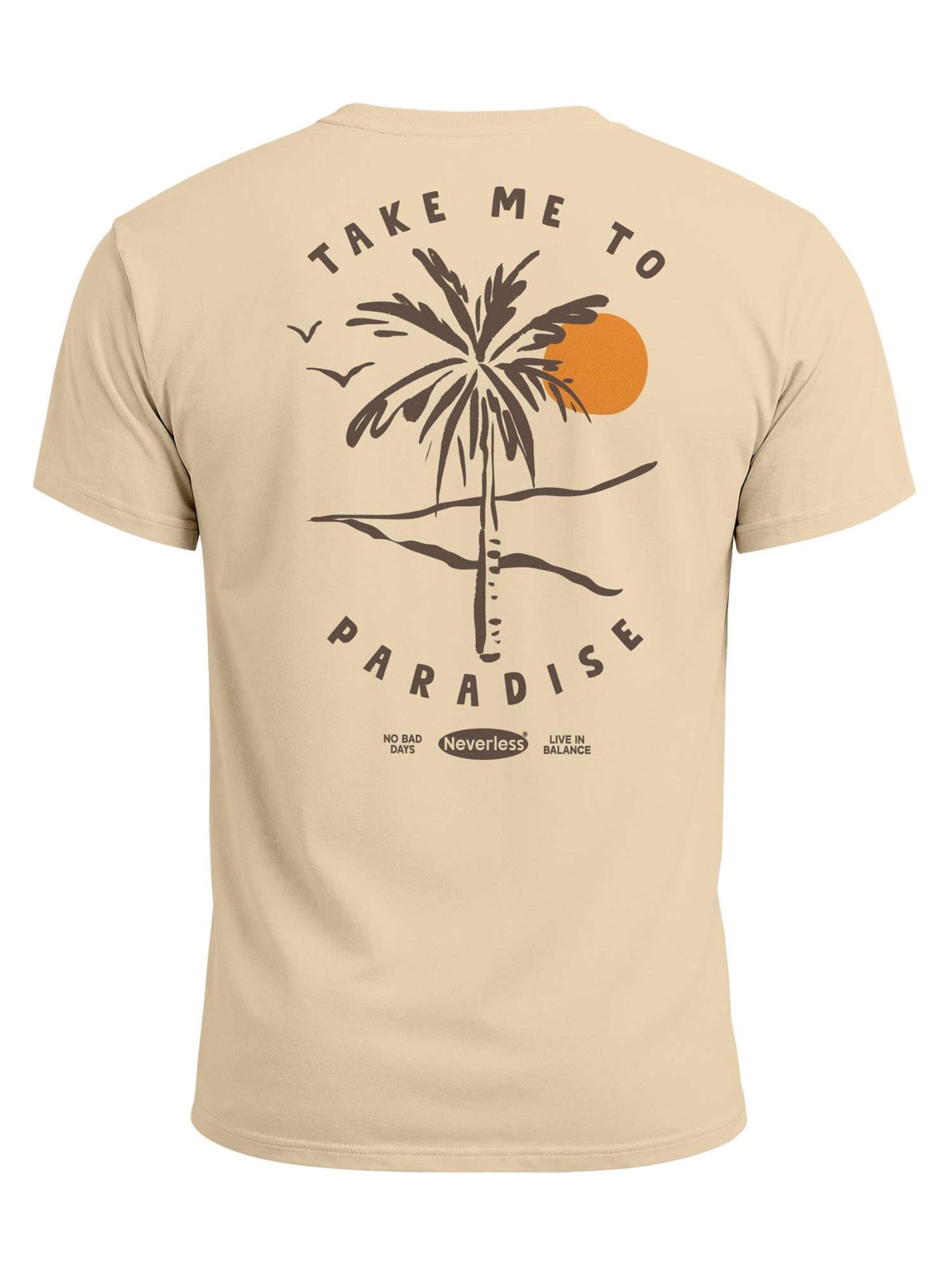 Neverless Shirt 'Take me to Paradise' in Beige: front