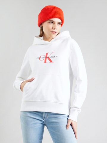 Calvin Klein Jeans Sweatshirt i vit: framsida