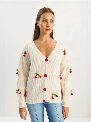 Bianco Lucci Strickjacke in Beige: Vorderseite