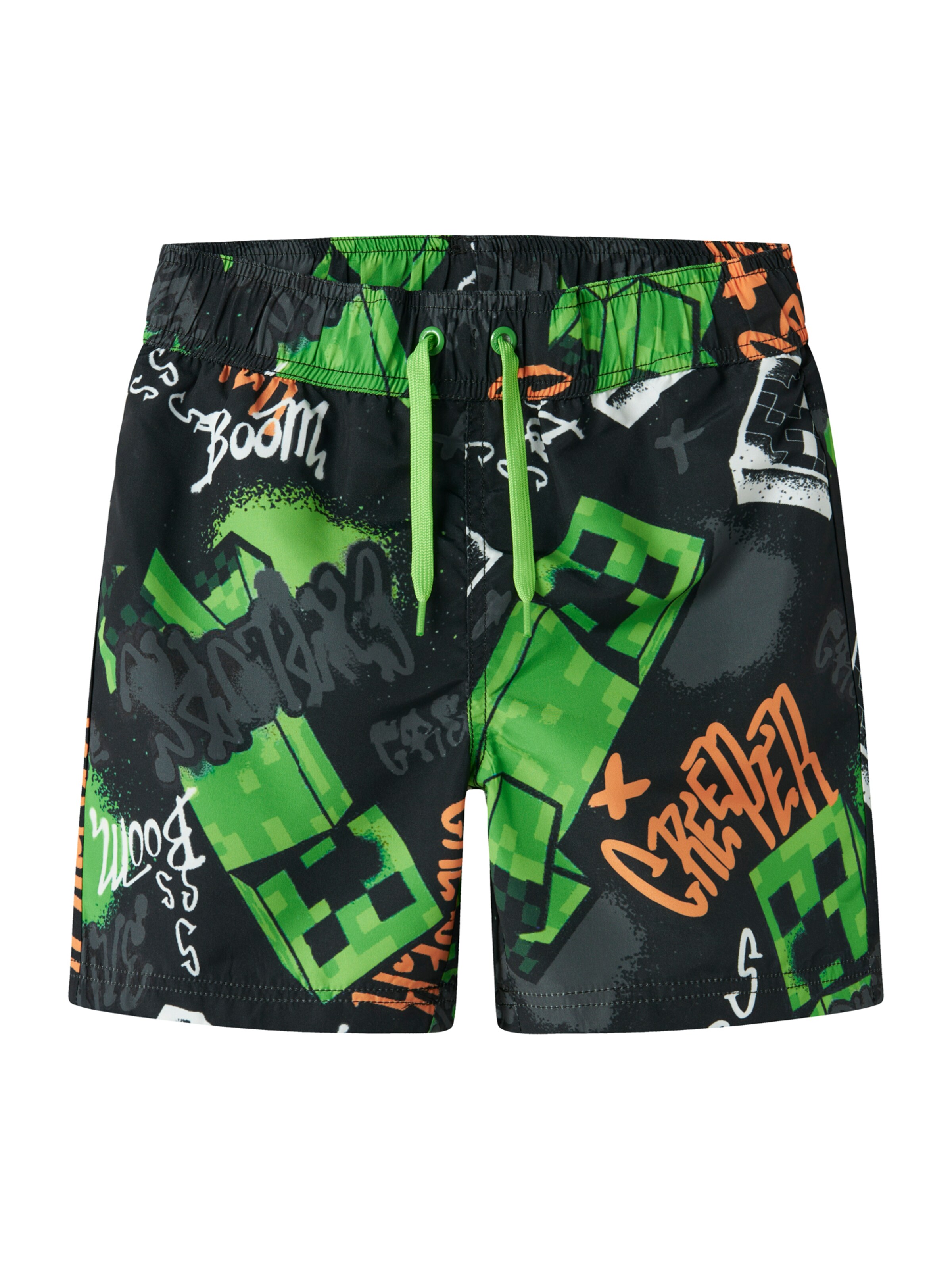 NAME IT Kratke kopalne hlače 'NKMMIC MINECRAFT' | črna barva: sprednja stran