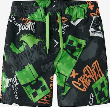 NAME IT Uimashortsit 'NKMMIC MINECRAFT' värissä musta: etupuoli