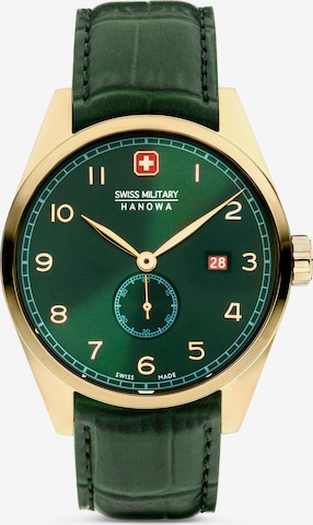 SWISS MILITARY HANOWA Analoog horloge 'LYNX' in Groen: voorkant