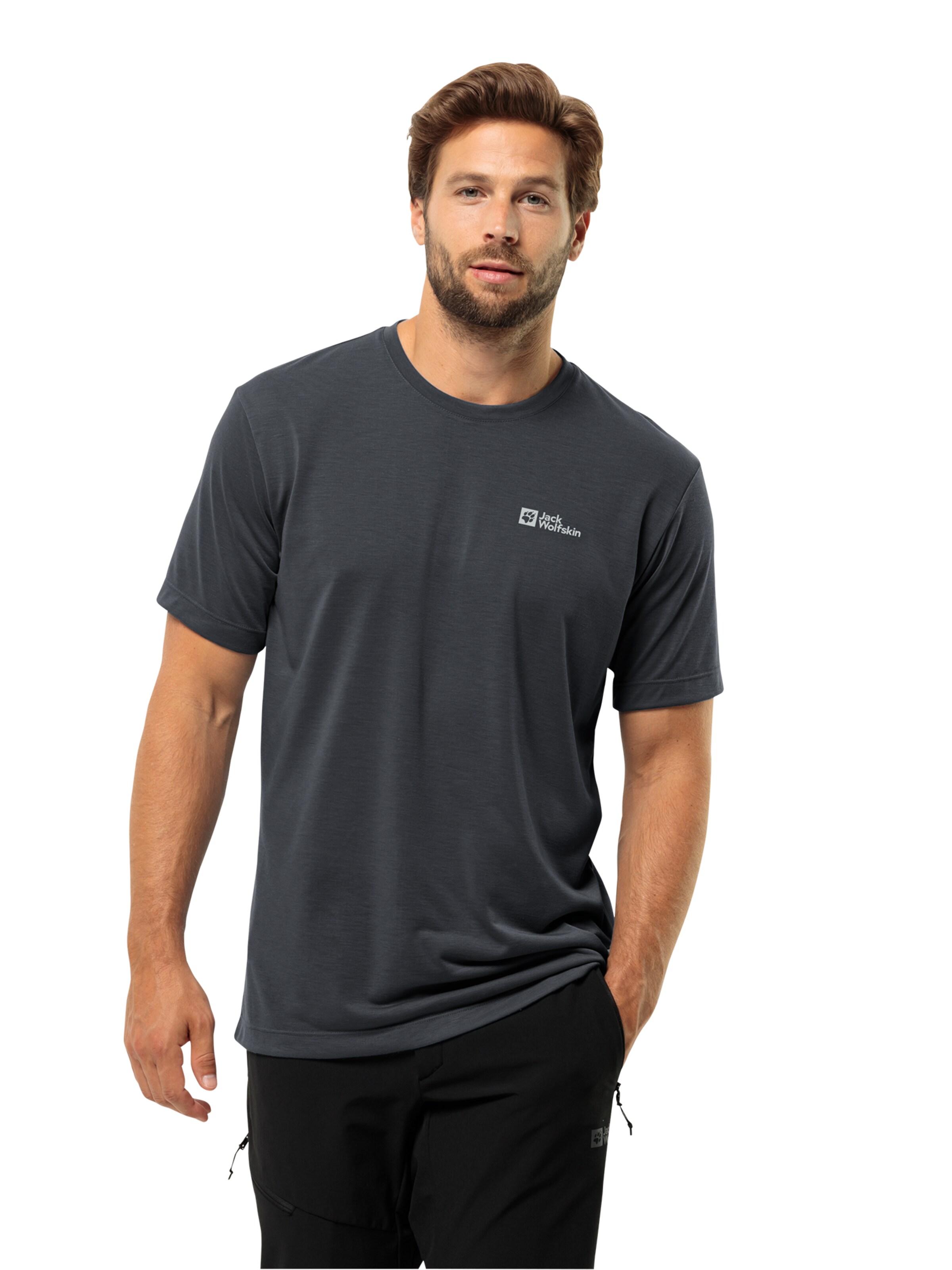 JACK WOLFSKIN Performance Shirt 'Vonnan' in Grey: front