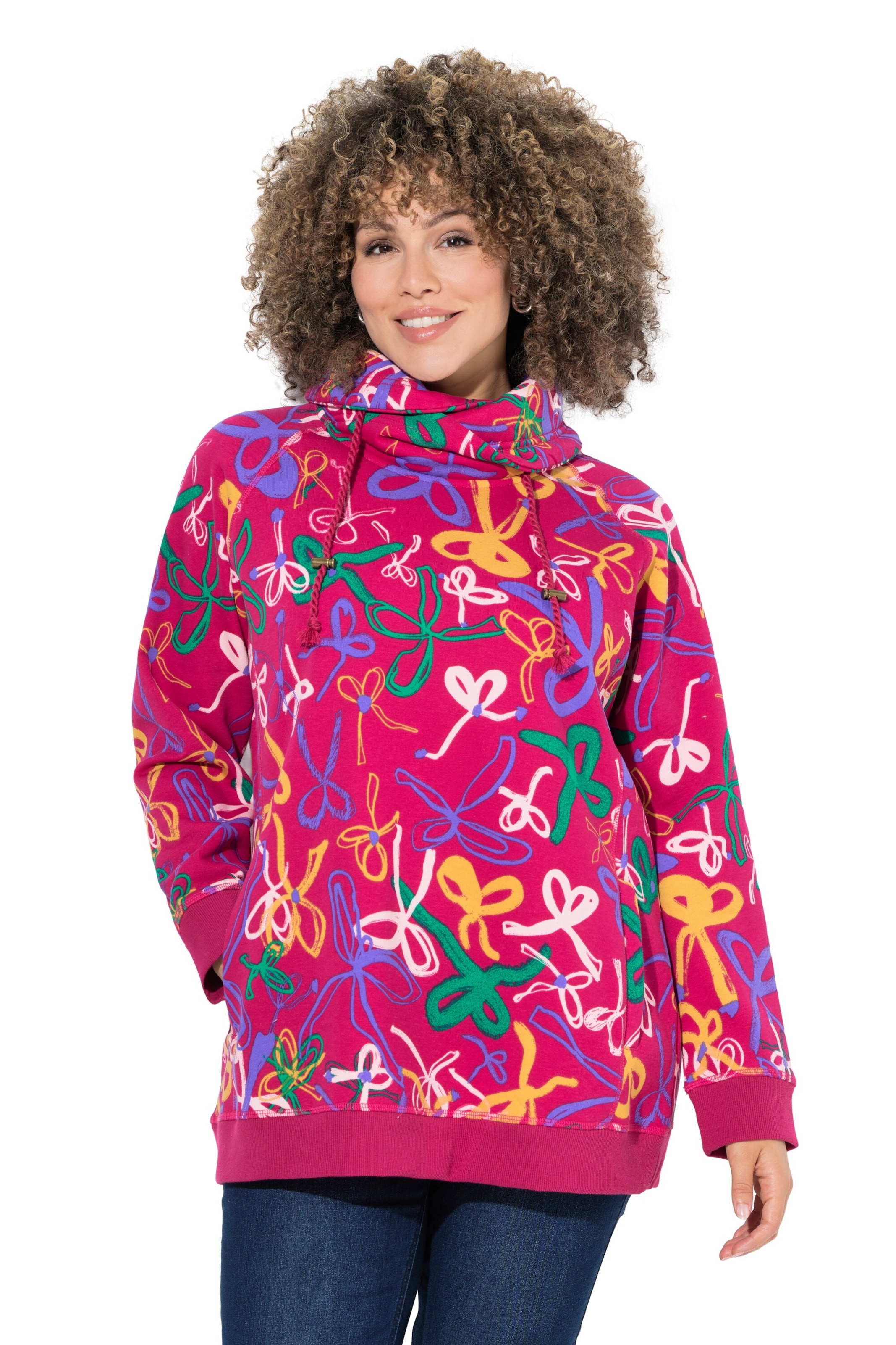 Ulla Popken Sweatshirt in Roze: voorkant