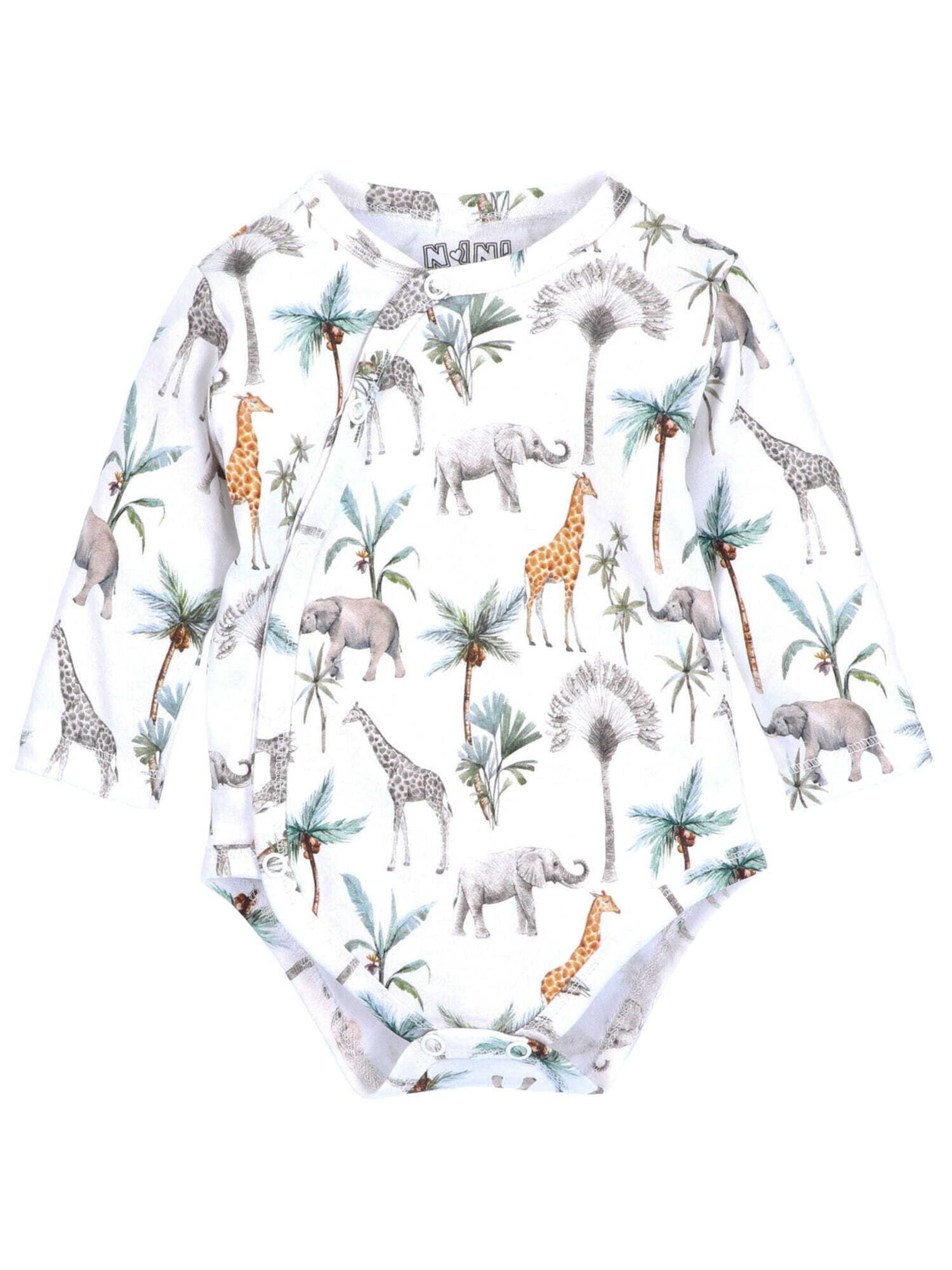 NINI Rompertje/body 'Safari' in Wit: voorkant