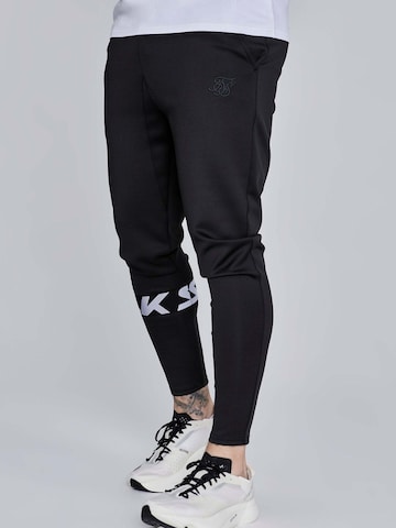 SikSilk Slim fit Workout Pants 'Muscle Fit Joggers' in Black